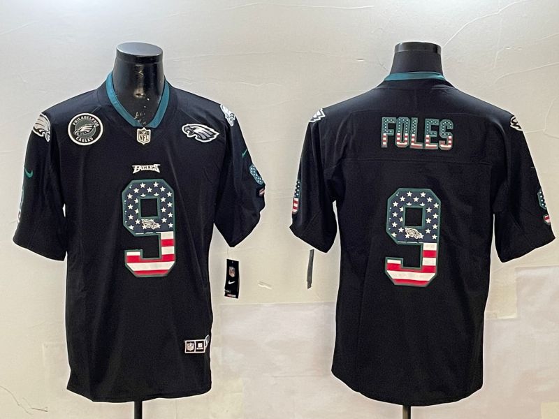 Men Philadelphia Eagles #9 Foles Black National Flag 2025 Nike Limited NFL Jersey style 2115